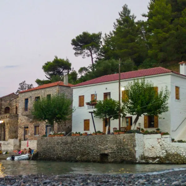 Houses on a pebble beach
